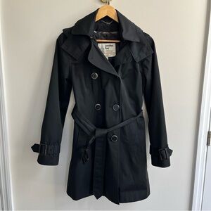 London Fog $350 Heritage Black Lined Trench Raincoat w/ Removable Hood Small